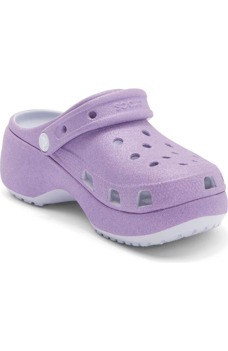 CROCS Platform Iridescent Glitter Clog, Main, color, Purple Moon