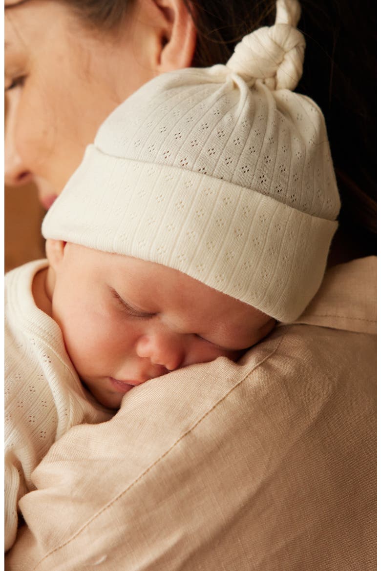 Knotted Pointelle Hat, Alternate, color, NATURAL