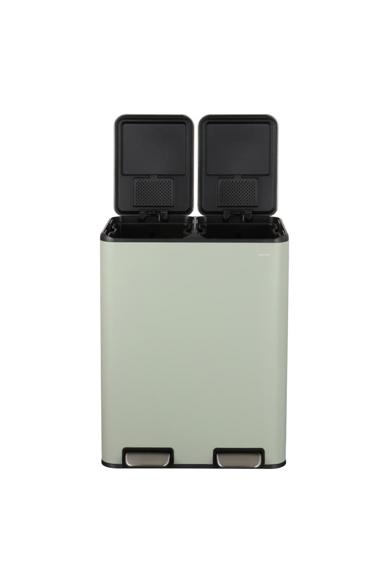 Zipple Rectangular Dual Compartment Recycling Step Pedal Trash Can with Soft-Close Double Lids, Alternate, color, Pistachio Gelato