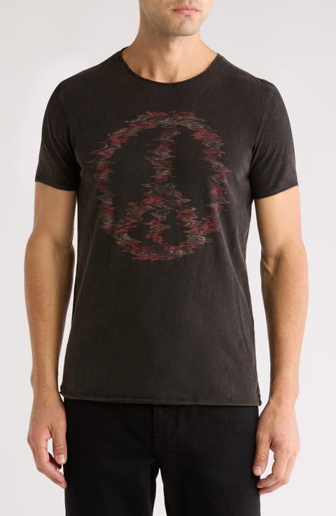 Distorted Peace Sign Cotton Graphic T-Shirt
