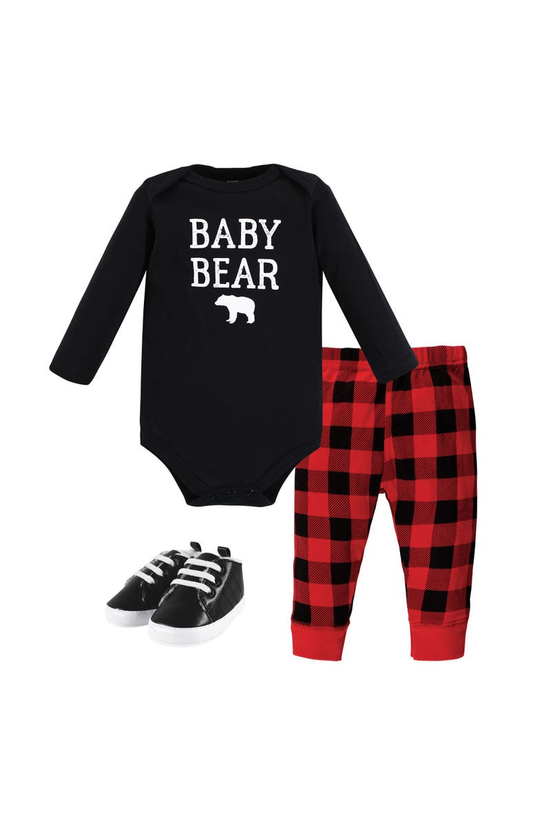 Hudson Baby Long Sleeve Bodysuit, Pants and Shoe, Main, color, Buffalo Plaid Baby Bear