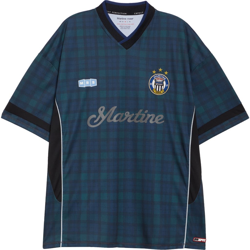Shop Martine Rose Football Shirt In Black Tartan