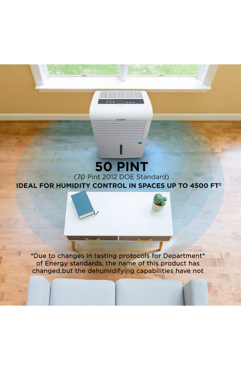 Ivation 4,500 Sq Ft Dehumidifier with Pump, Large Capacity Compressor Includes Programmable Humidity, Hose Connector, Auto Shutoff and Restart and Washable Filter, Alternate, color, White