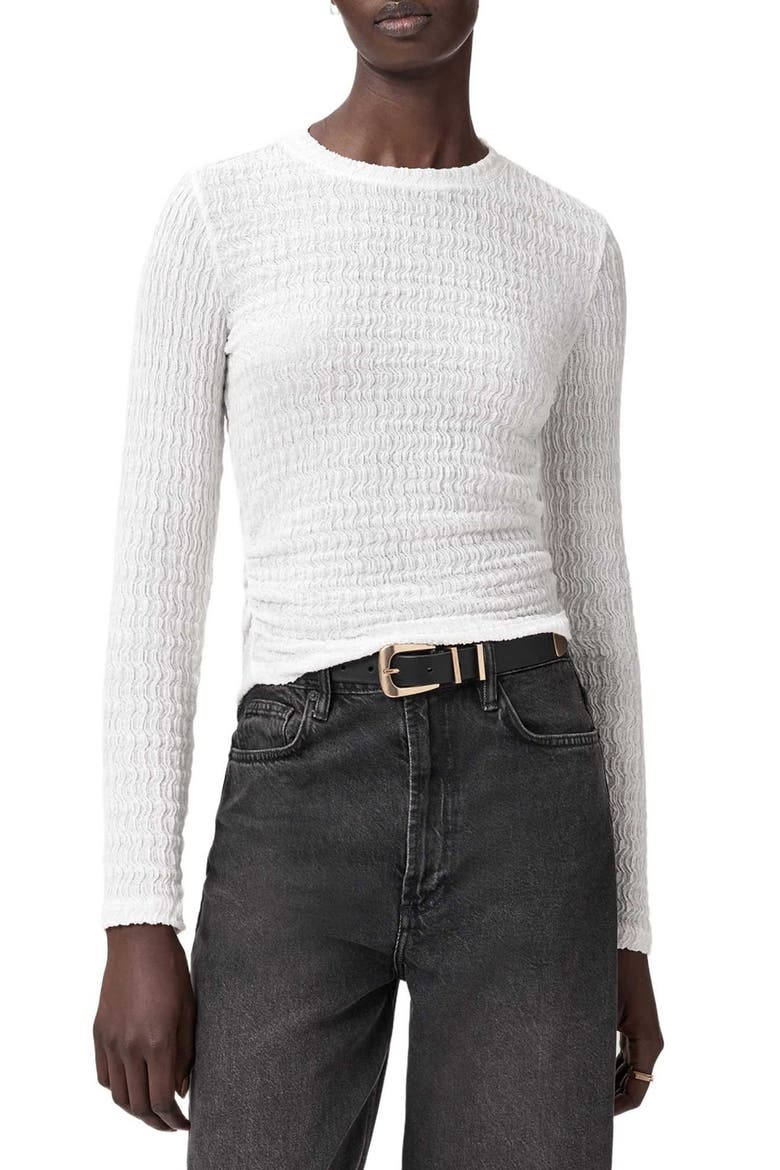 Long Sleeve Shirred Top, Main, color, WHITE