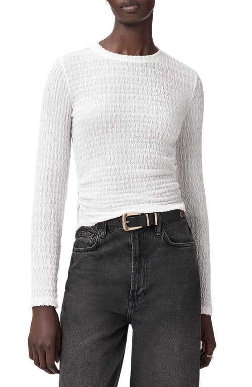 Allsaints Long Sleeve Shirred Top In White