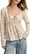 Lucky Brand Babydoll Henley Floral Top