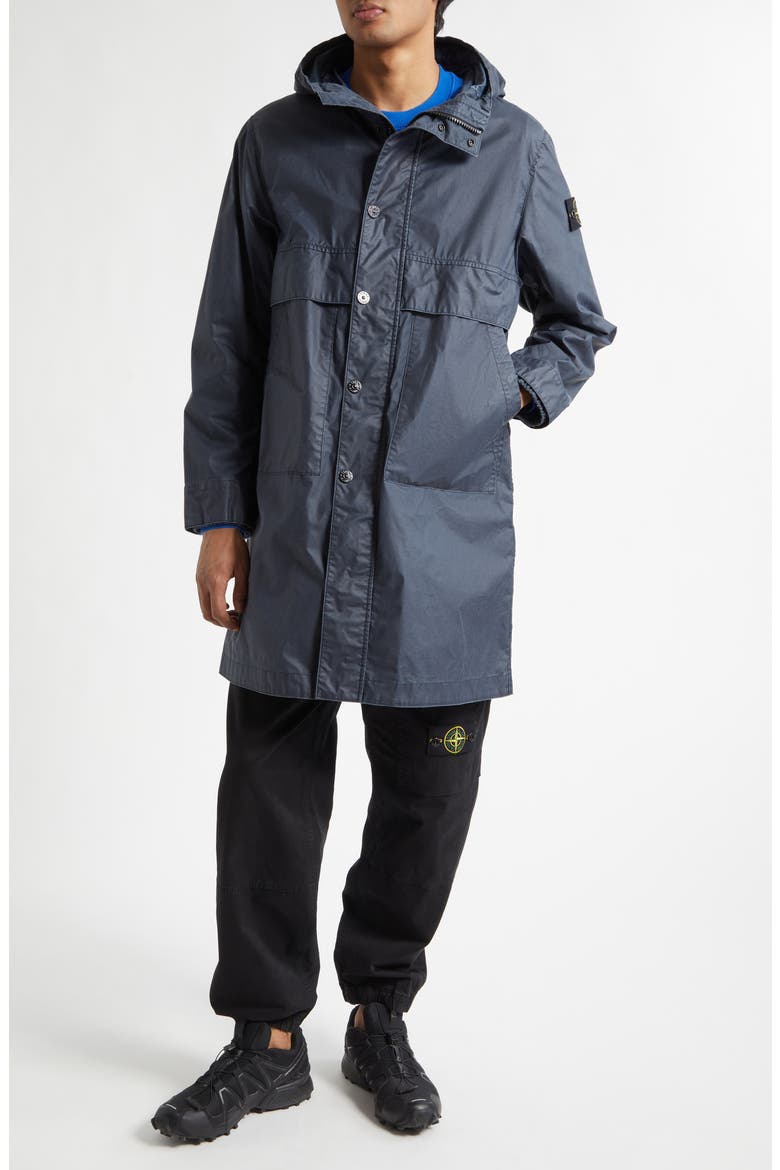 Waxed Long Parka, Main, color, NAVY BLUE