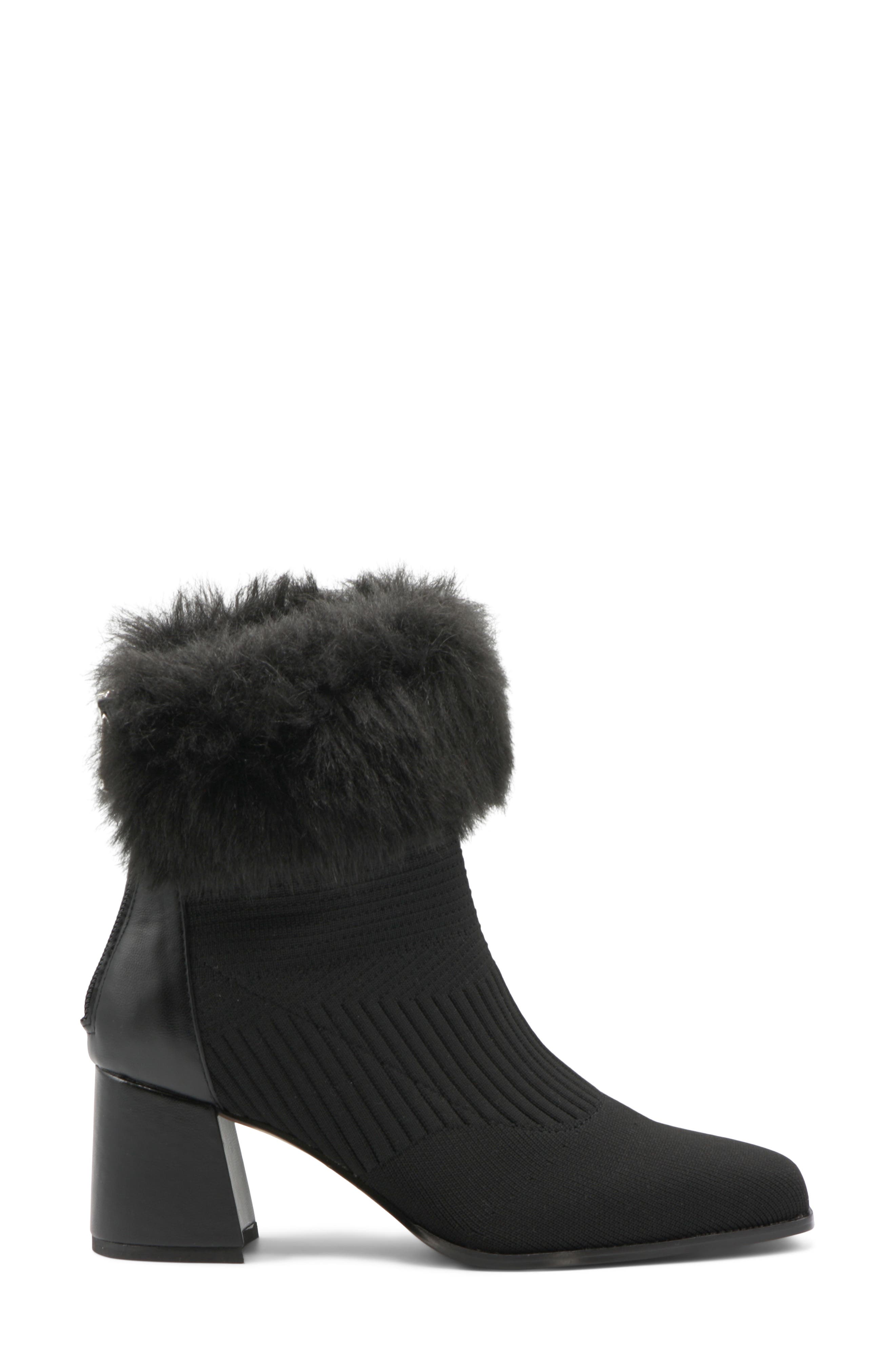 Adrienne Vittadini Jalo Faux Fur Cuff Bootie, Alternate, color, Black-Kf