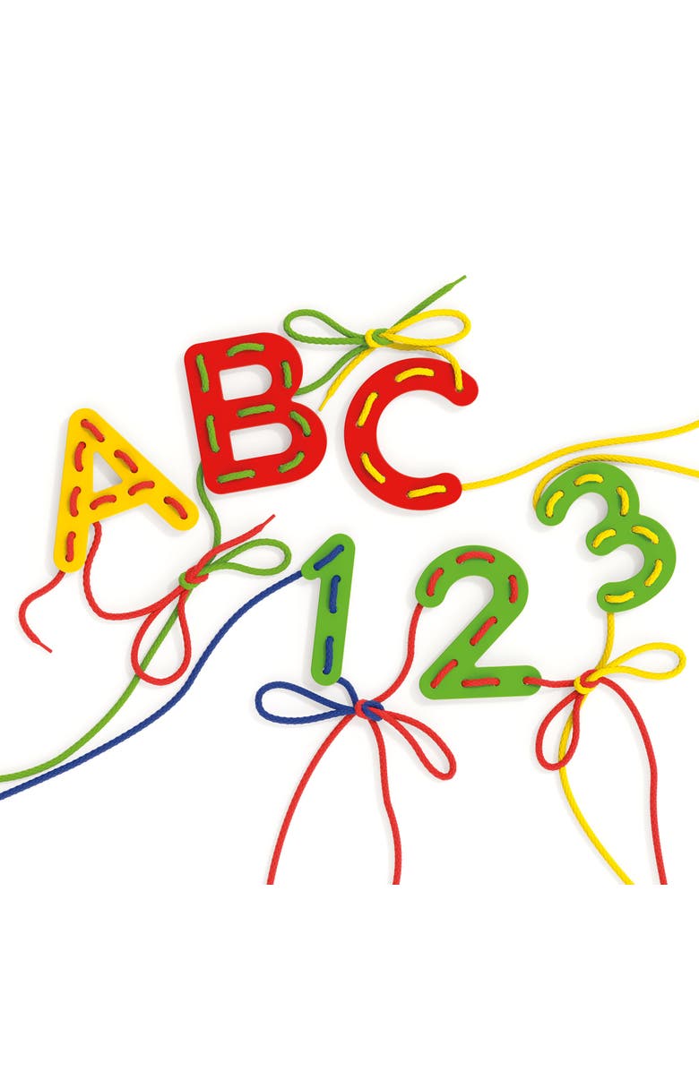 Quercetti Play Montessori Abc & 123 Lacing Set 53 Pieces, Alternate, color, Multicolored