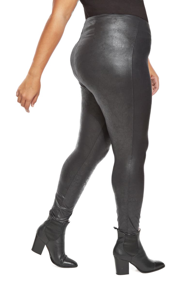 Matilda Foil High Waist Faux Leather Leggings, Main, color, BLACK