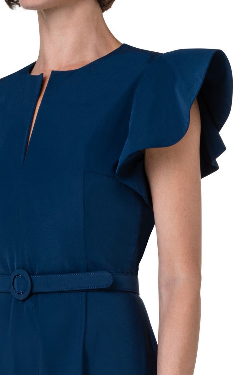 Akris punto Flounce Sleeve Taffeta Dress, Alternate, color, 