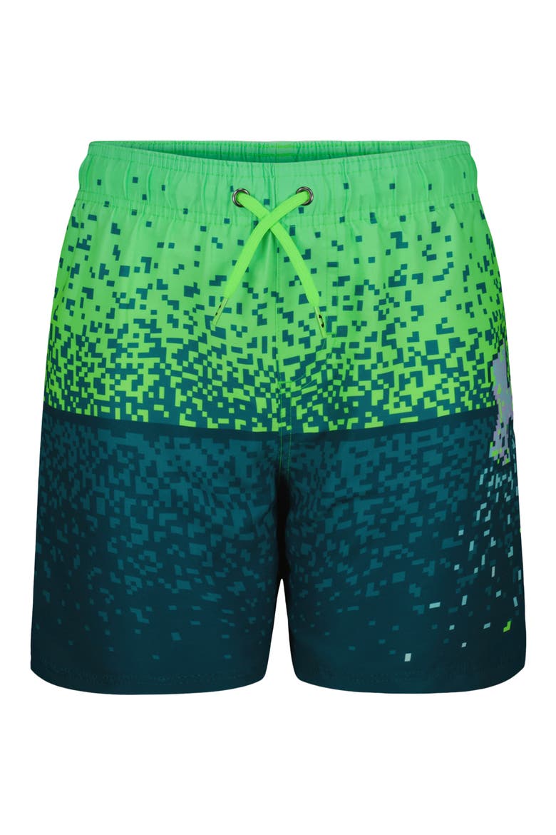 Gamer Graphic Swim Trunks, Main, color, COASTAL TEAL