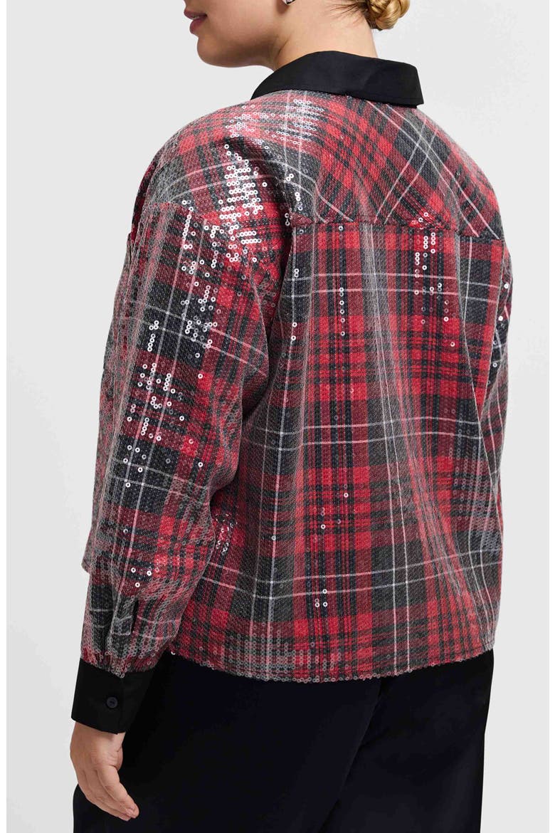 Marina Sequin Button-Up Shirt, Alternate, color, BURGUNDY RED/ MULTI
