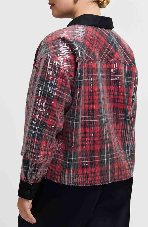 Foxcroft Marina Sequin Button-up Shirt In Black