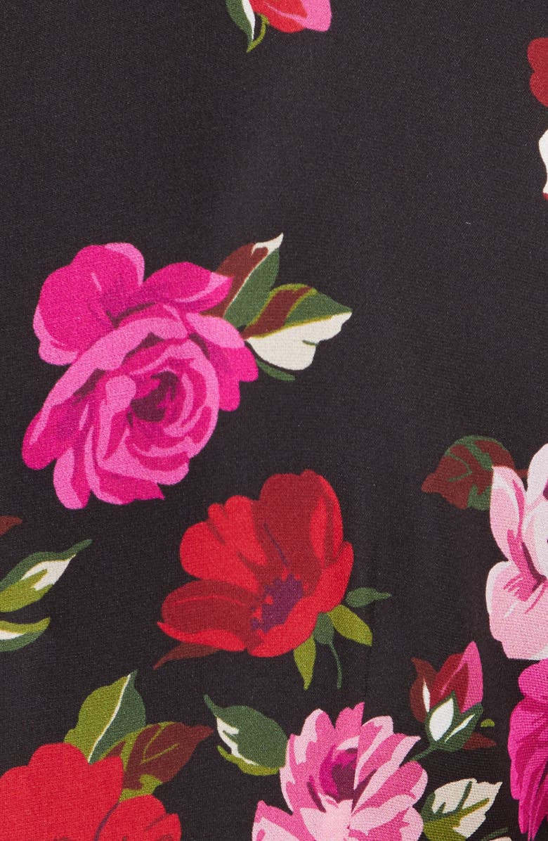 Kate Spade New York scattered rose velvet trim silk dress, Alternate, color,