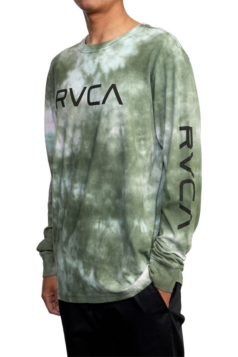 Big RVCA Tie Dye Long Sleeve Graphic Tee, Alternate, color, GREEN