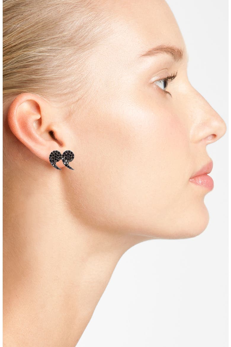 'Bejewelled' Pavé Stud Earrings, Alternate, color, BLACK