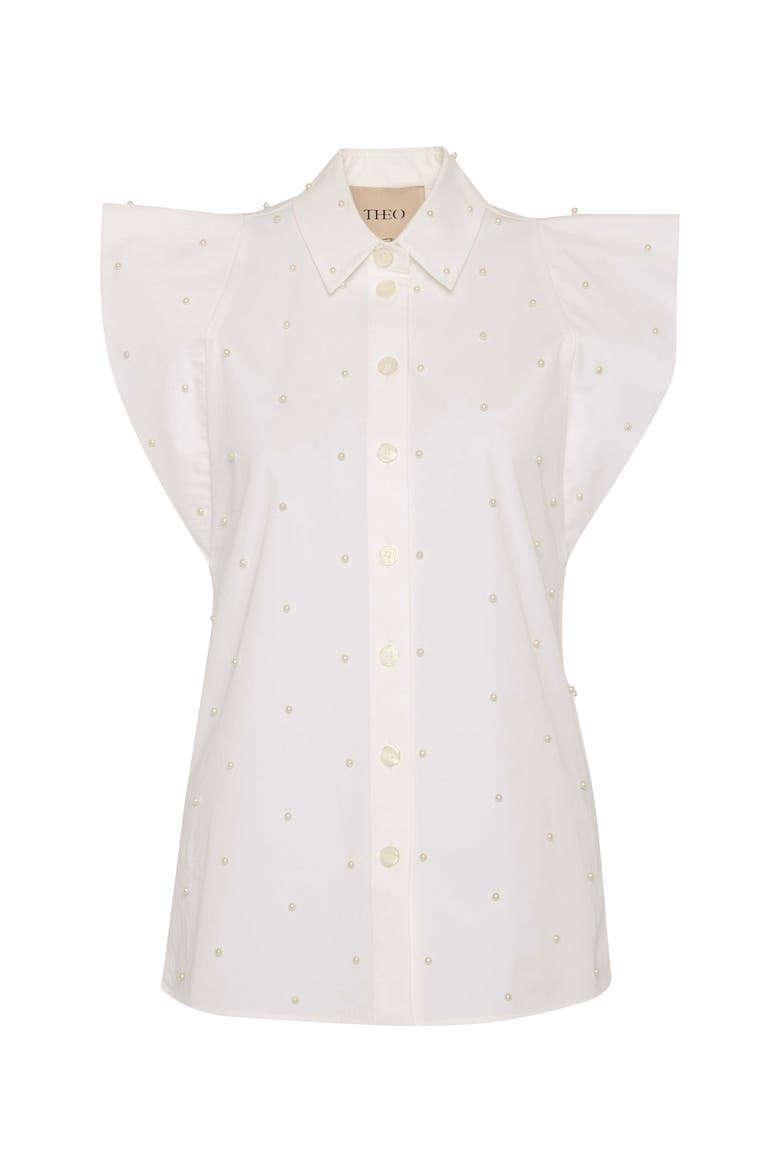 Astraea Embellished Sleeveless Shirt, Alternate, color, White / Pearl
