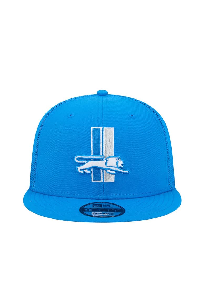 Men's New Era Blue Detroit Lions Throwback Main Trucker 9FIFTY Snapback Hat, Alternate, color, Blue
