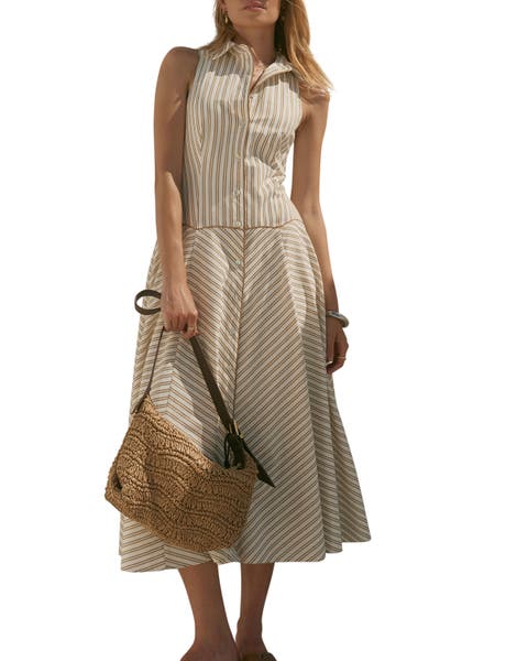 Stripe Button Midi Dress