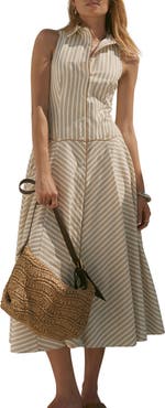 MINT VELVET Stripe Button Midi Dress