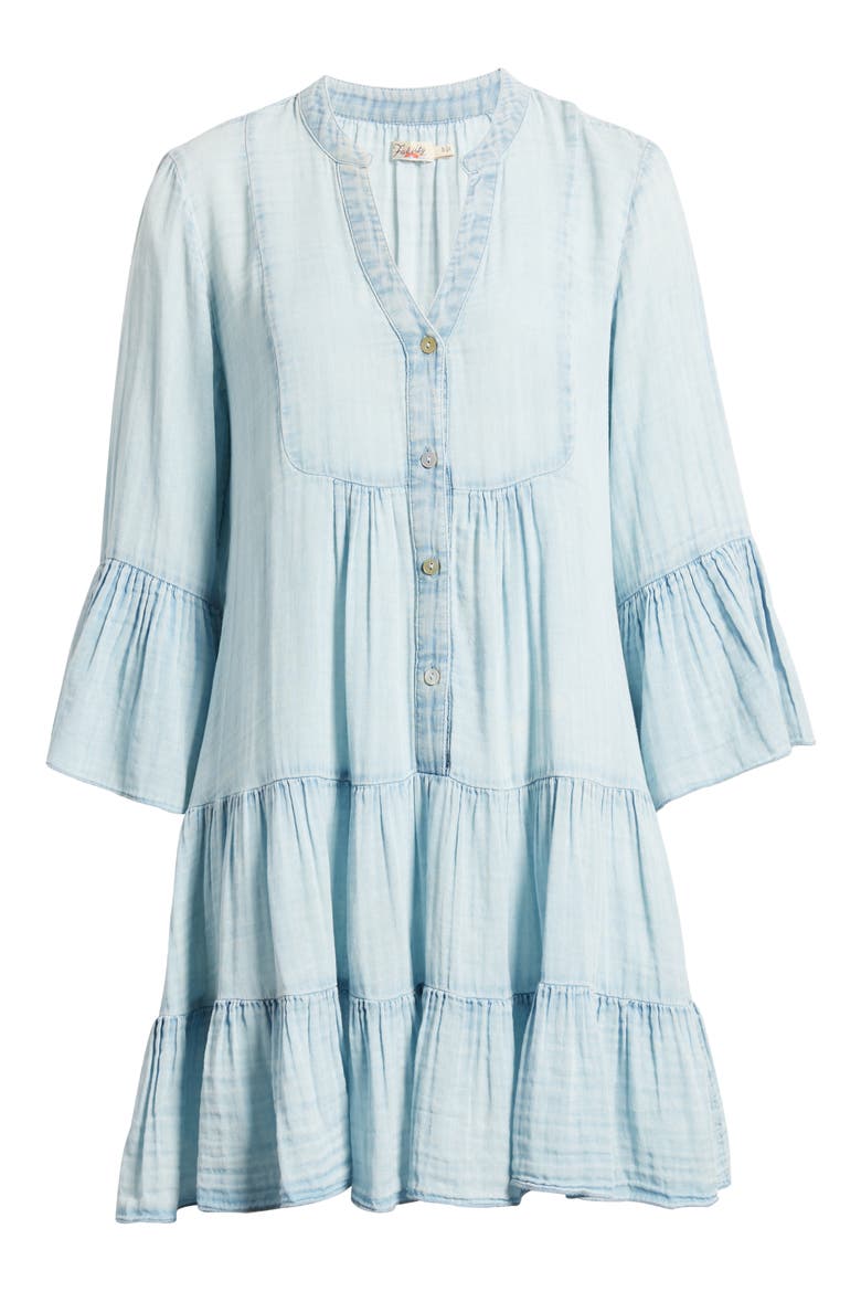 Kasey Organic Cotton Tiered Dress, Alternate, color, LIGHT INDIGO WASH