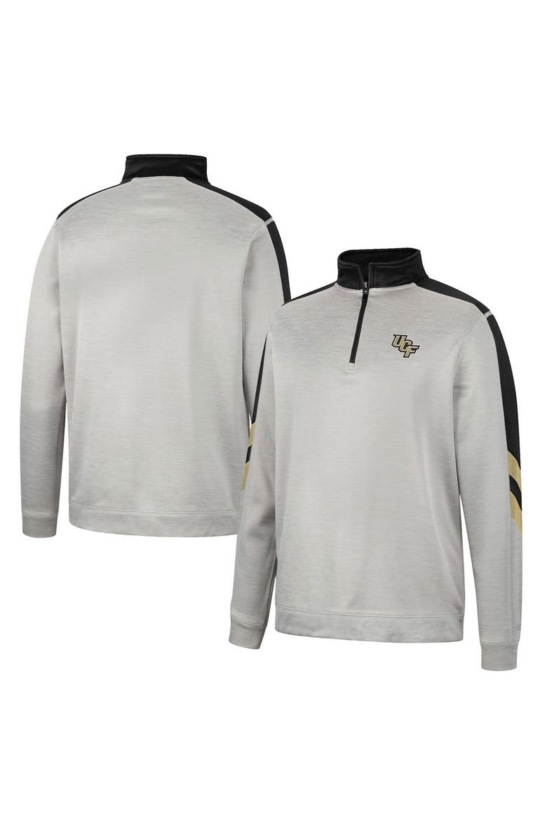 COLOSSEUM Men's Colosseum Gray/Black UCF Knights Bushwood Fleece Quarter-Zip Jacket, Main, color, 
