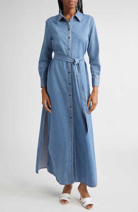 Alice + Olivia Chassidy Denim Maxi Shirtdress