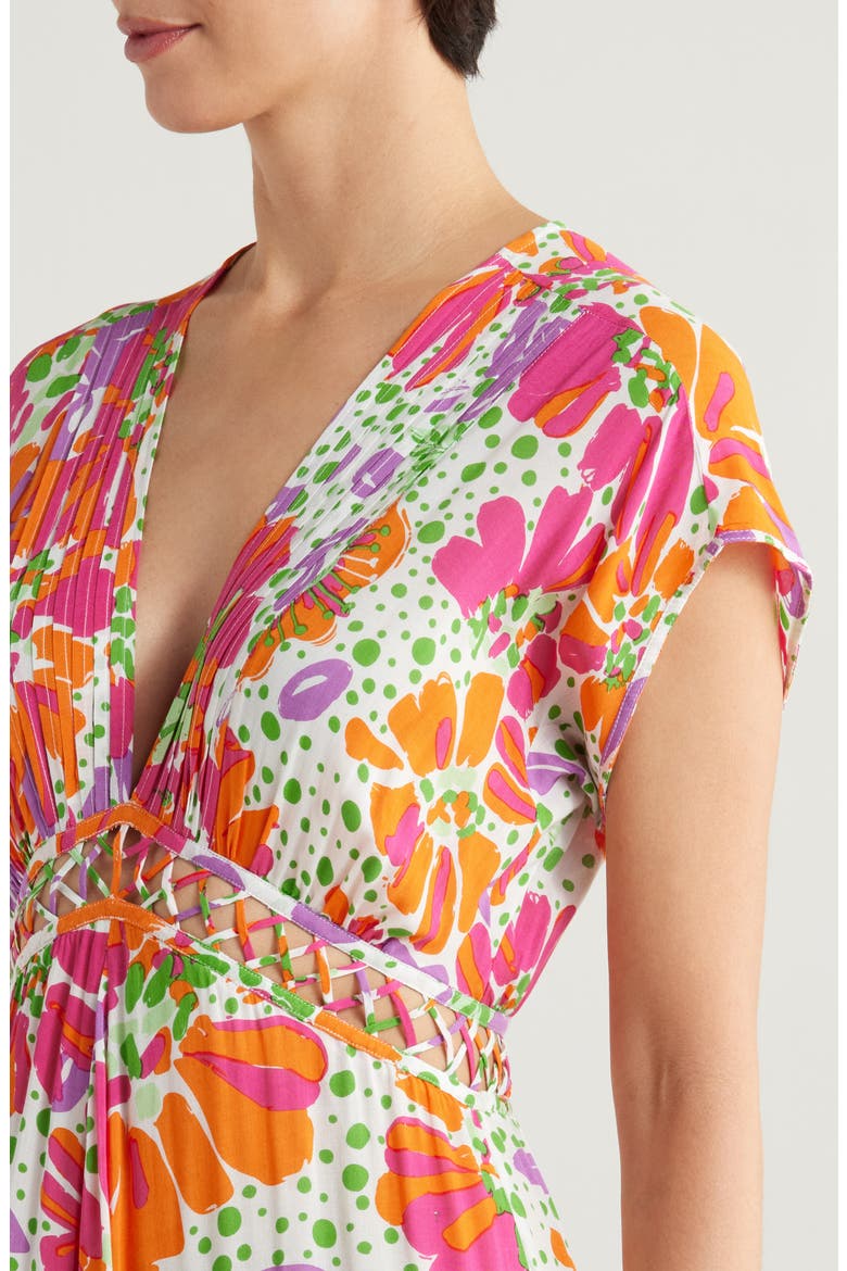 Cecile Floral Print Cover-Up Midi Dress, Alternate, color, PINK ARTISTIC FLOWER