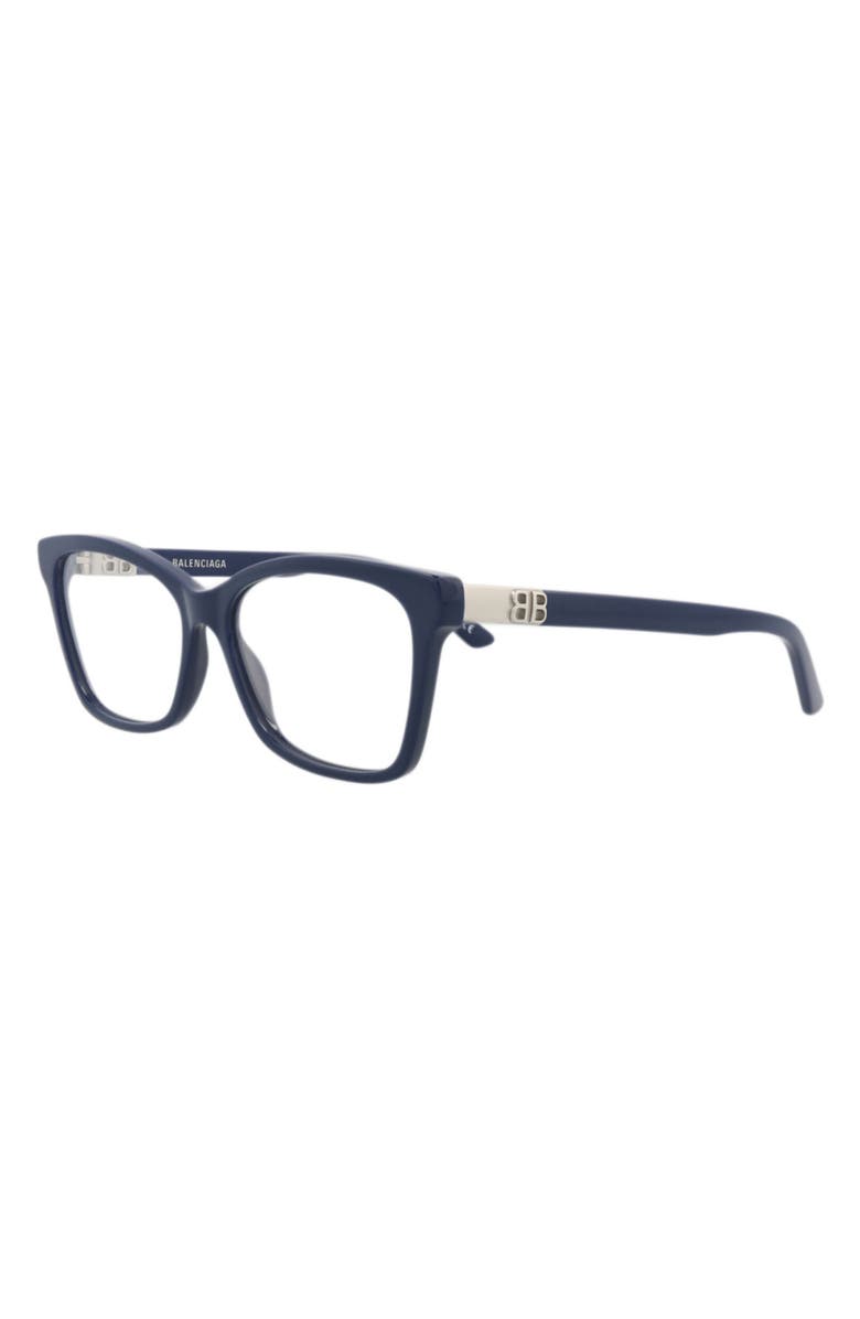 Balenciaga 52mm Square Optical Glasses, Alternate, color, Blue Blue Transparent