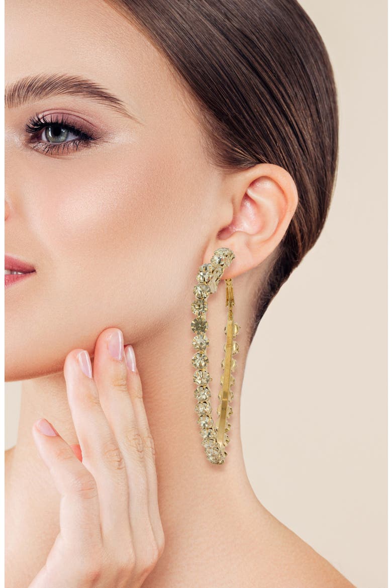 Crystal Heart Hoop Earrings, Alternate, color, GOLD