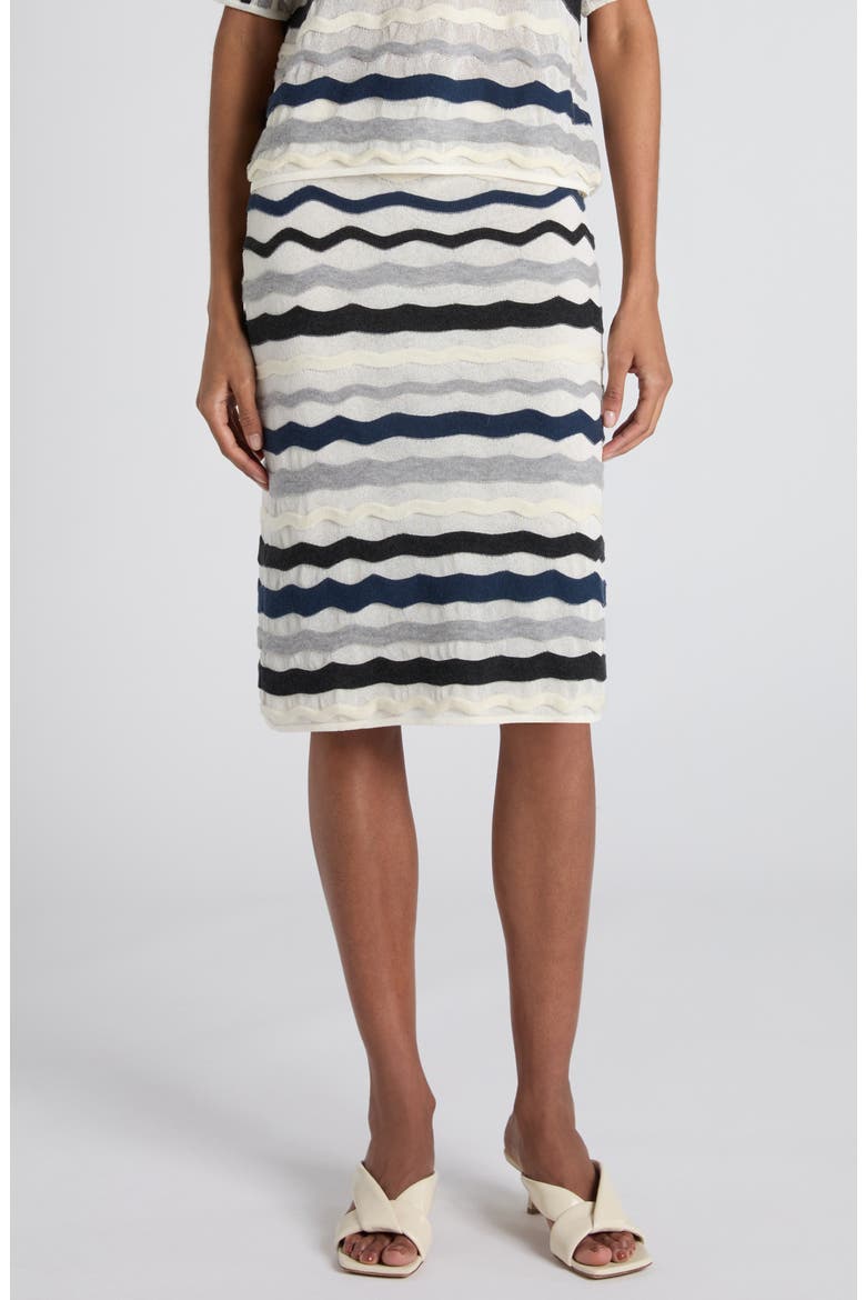 Layered Chevron Stripe Wool Blend Sweater Skirt, Main, color, 9121 CHALK WAVE GREY