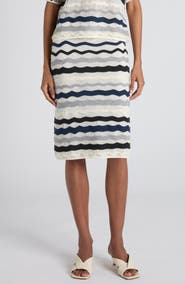 Bottega Veneta Layered Chevron Stripe Wool Blend Sweater Skirt