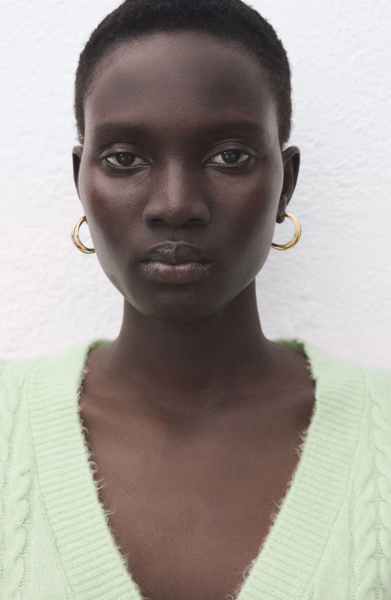 MANGO Cable V-Neck Cardigan, Alternate, color, 