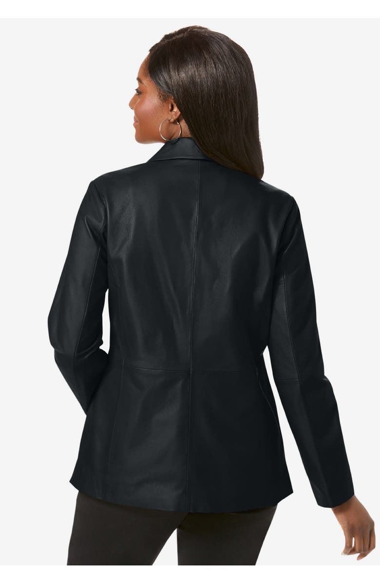 Jessica London Leather Blazer, Alternate, color, Black