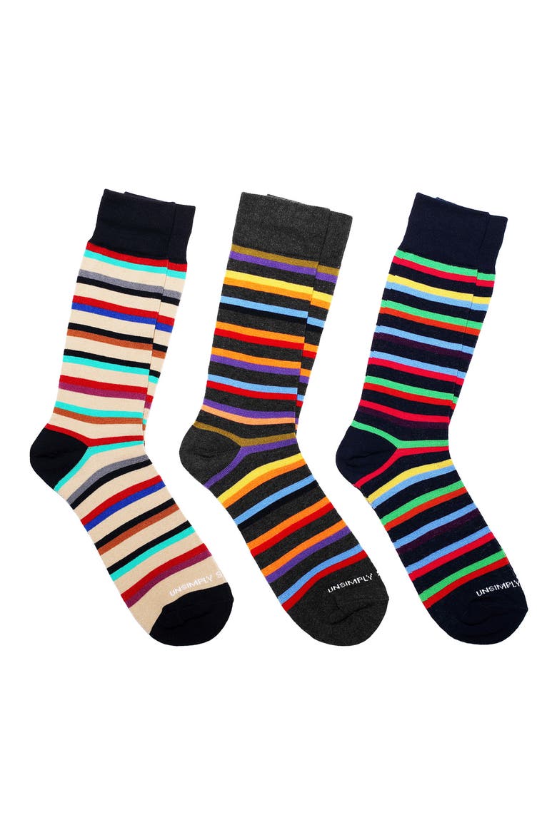 Assorted 3-Pack of Crew Socks, Main, color, BLUE MULTI