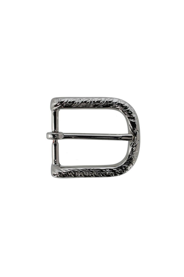 30mm Italian Rippled Textured Solid Brass Harness Belt Buckle, Main, color, Shiny Nickel