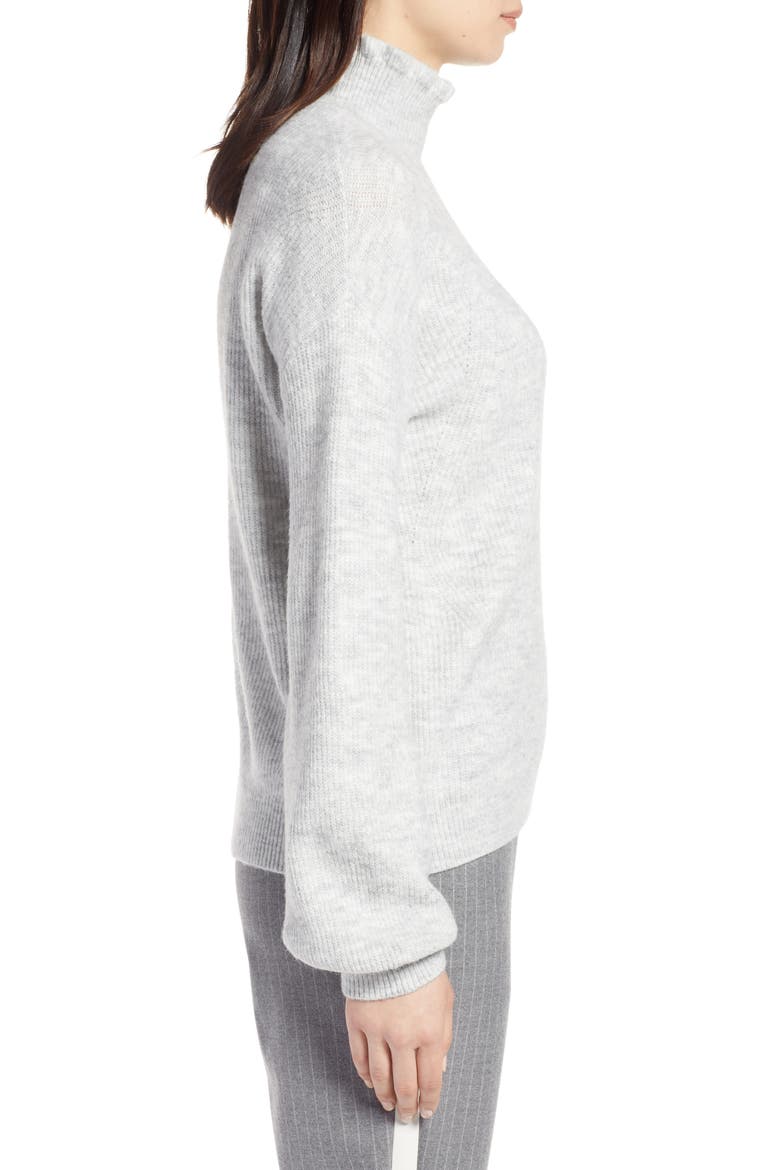 Ruffle Neck Sweater, Alternate, color, GREY LIGHT HEATHER