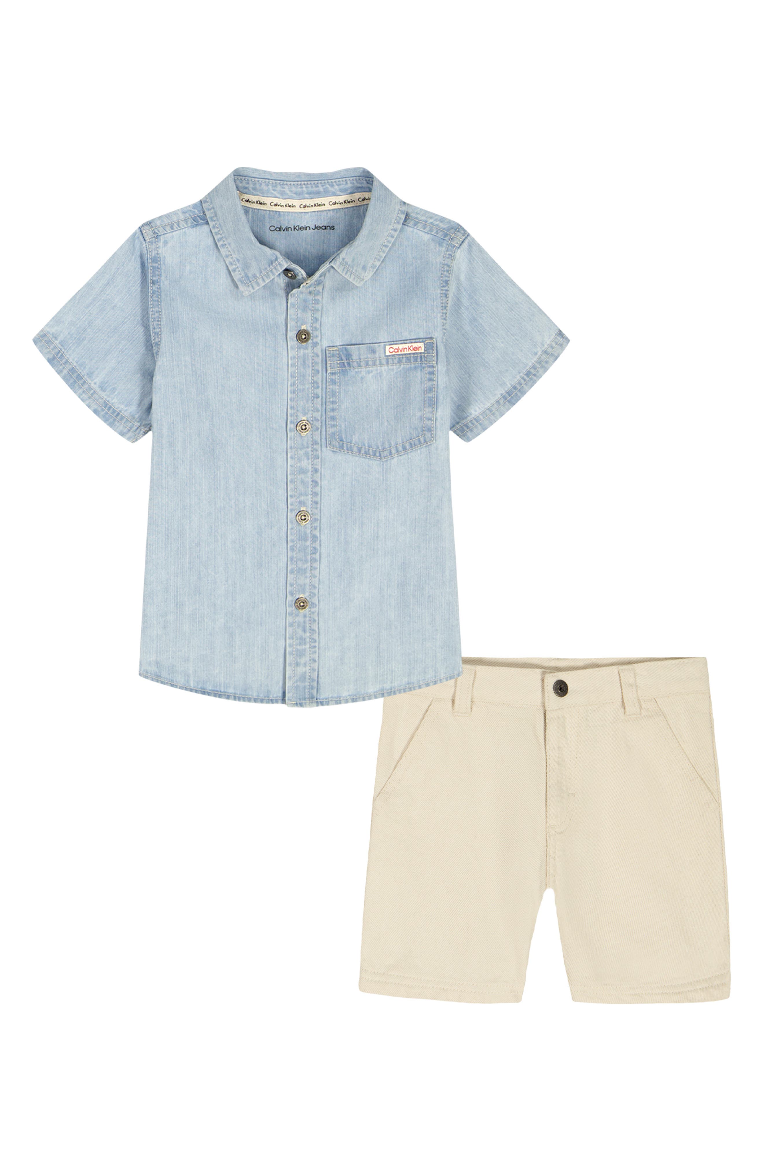 Calvin Klein <p>Denim Shirt & Shorts 2-Piece Set (Baby)</p>