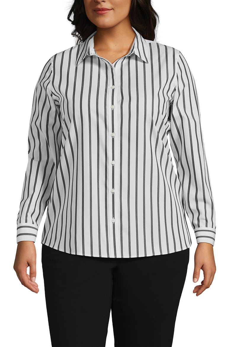 No Iron Supima Cotton Long Sleeve Shirt, Main, color, Black Dual Stripe