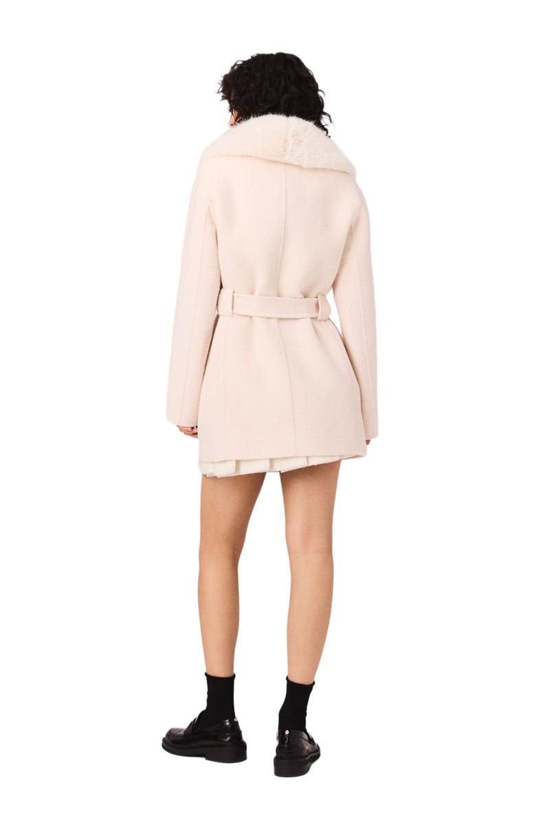 maje Belted short coat, Alternate, color, Ecru