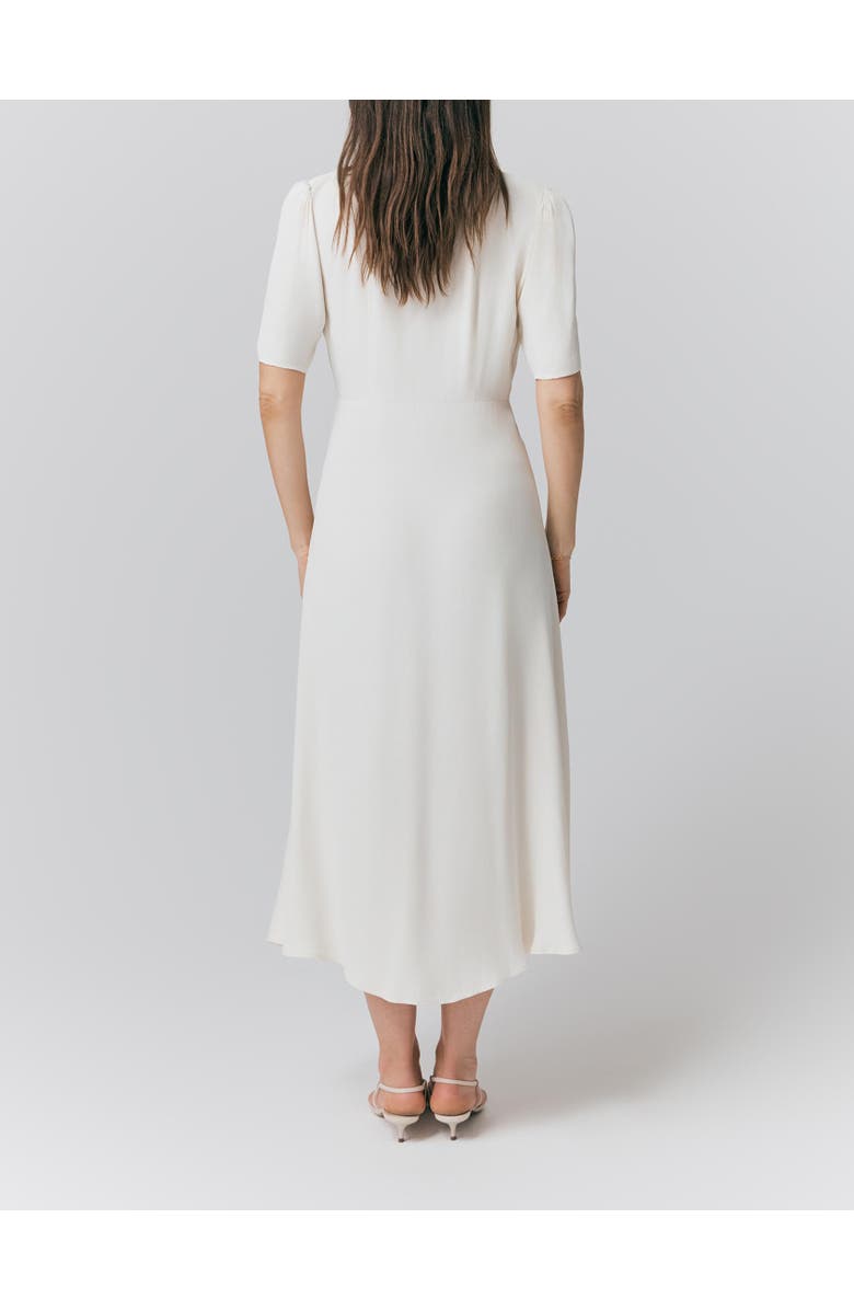 Ghost London Maeve Embroidered Crepe Midi Tea Dress, Alternate, color, Ivory