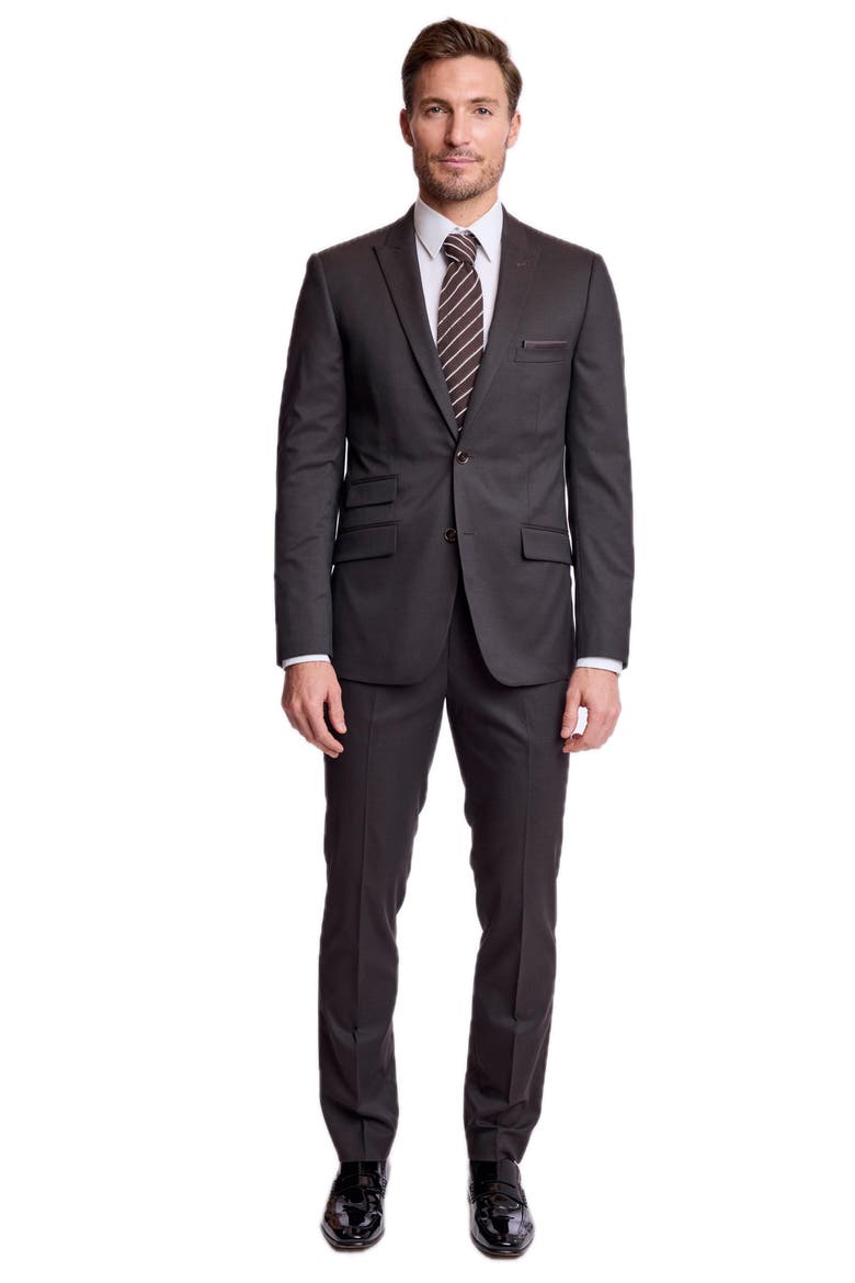Ashton Slim Fit Peak Lapel Suit Jacket, Alternate, color, DARK CHOCOLATE