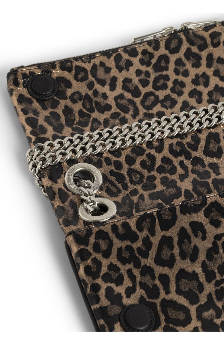 Zadig & Voltaire Rock II Metallic Leather Shoulder Bag, Alternate, color, Silver