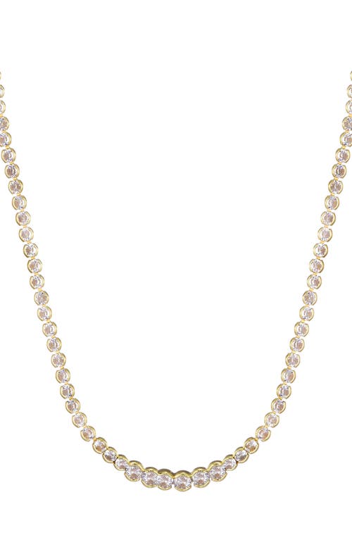 Adornia Bezel Crystal Tennis Necklace In Gold