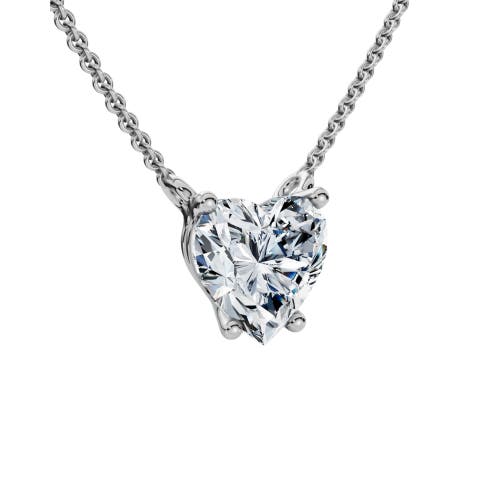Bliss Diamond 1ct Heart Shape Diamond Solitaire Diamond Pendant 14k Gold Necklace Lab Grown In 14k White Gold