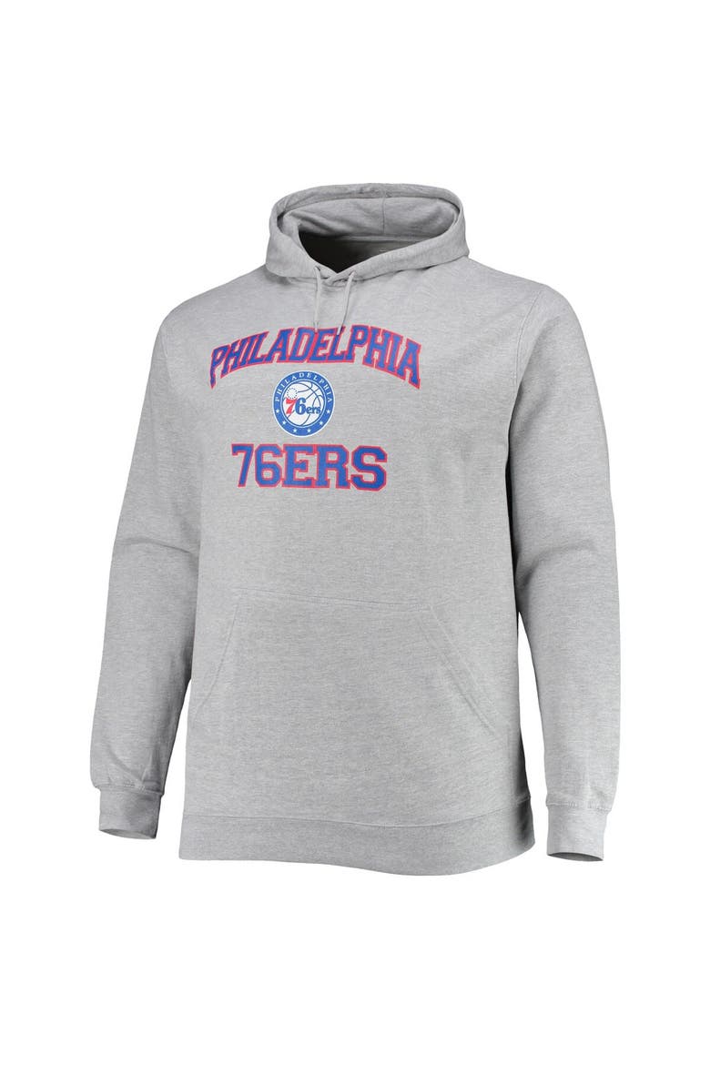 Men's Heathered Gray Philadelphia 76ers Big & Tall Heart & Soul Pullover Hoodie, Alternate, color, Heather Gray