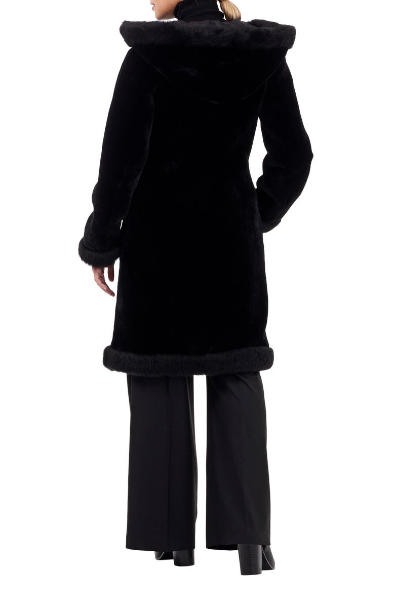 GORSKI Reversible Genuine Shearling Hooded Jacket, Alternate, color, Black/Black