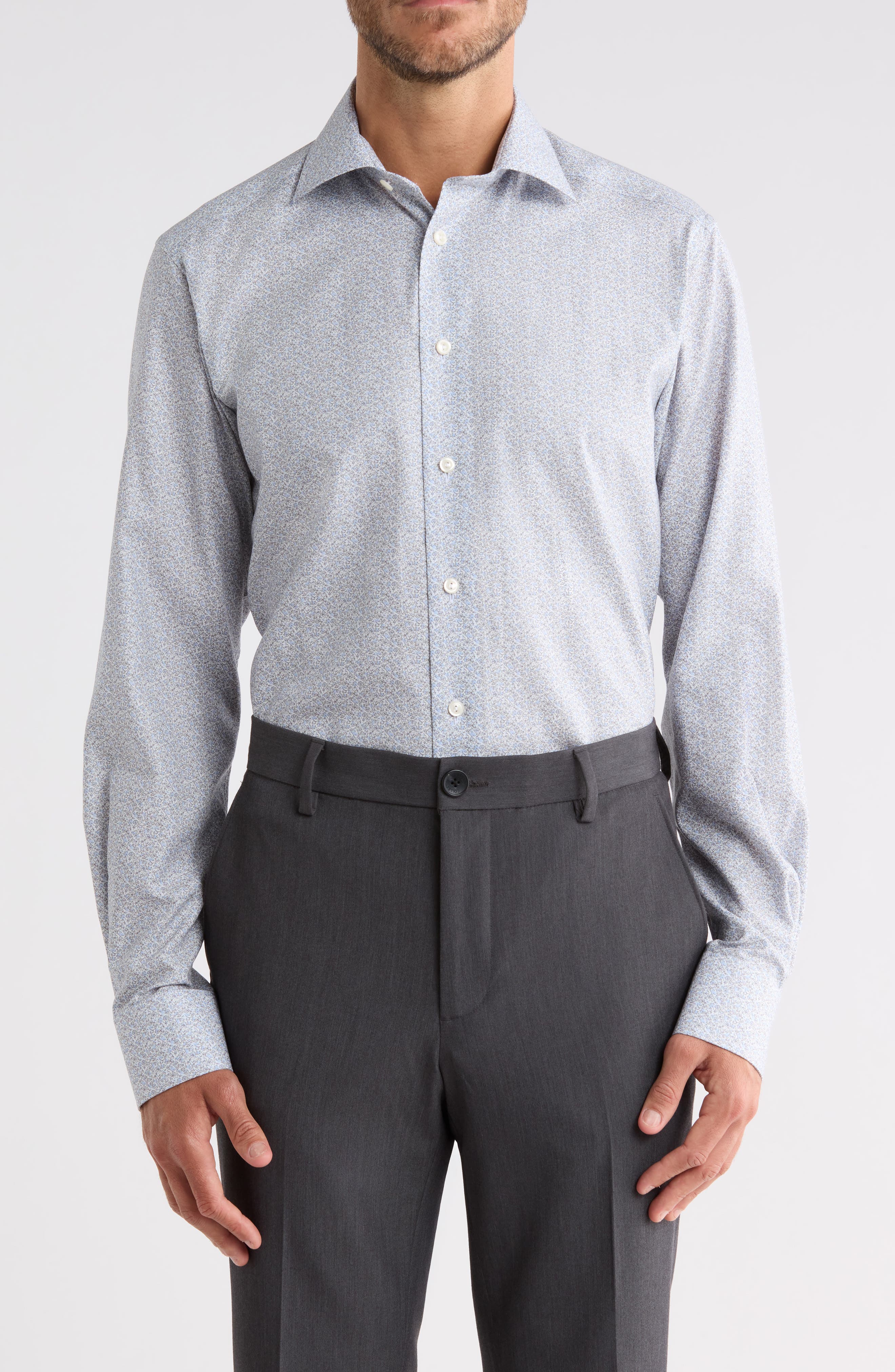 Contemporary Fit Floral Cotton Twill Shirt