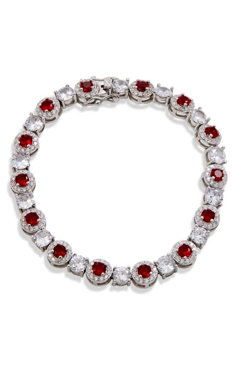 Cubic Zirconia Halo Tennis Bracelet